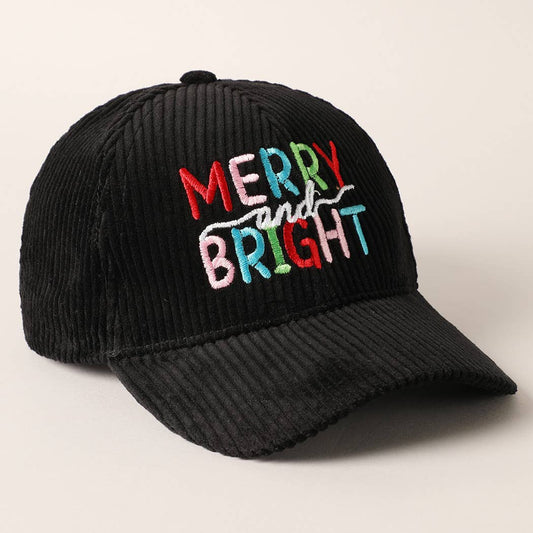 MERRY & BRIGHT Embroidery Corduroy Cap