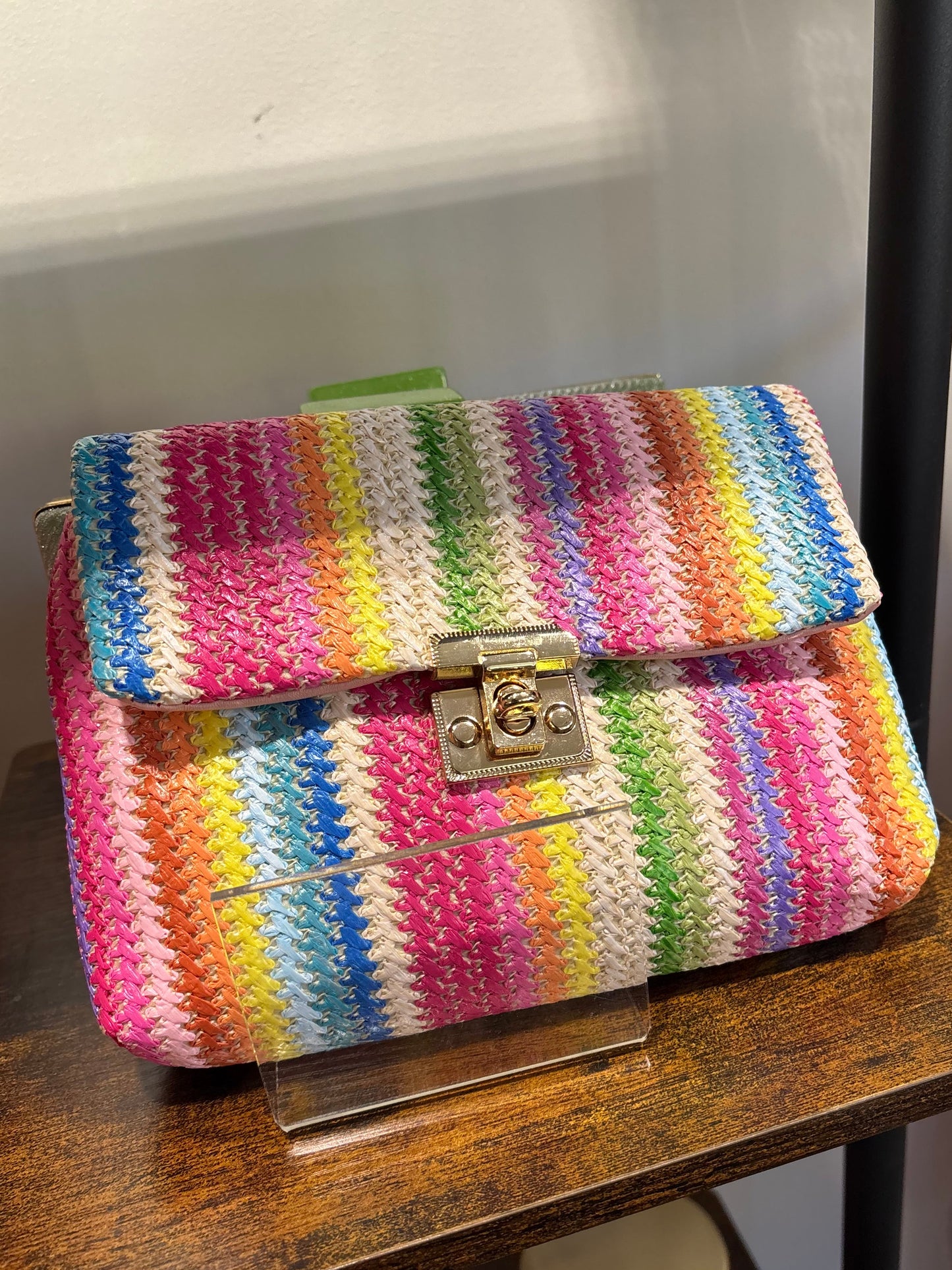 Bright Striped Clutch
