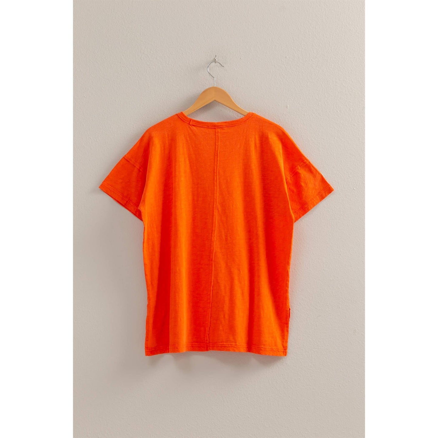 Short Sleeve Relaxed Basic Washed Tee: TOMATO