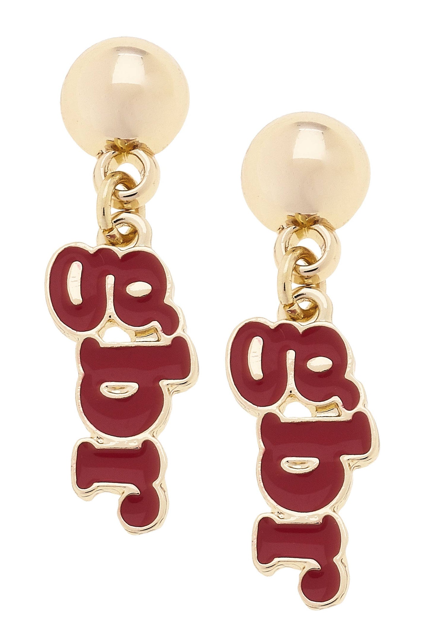 Nebraska Huskers GBR Earrings in Red/Shiny Gold