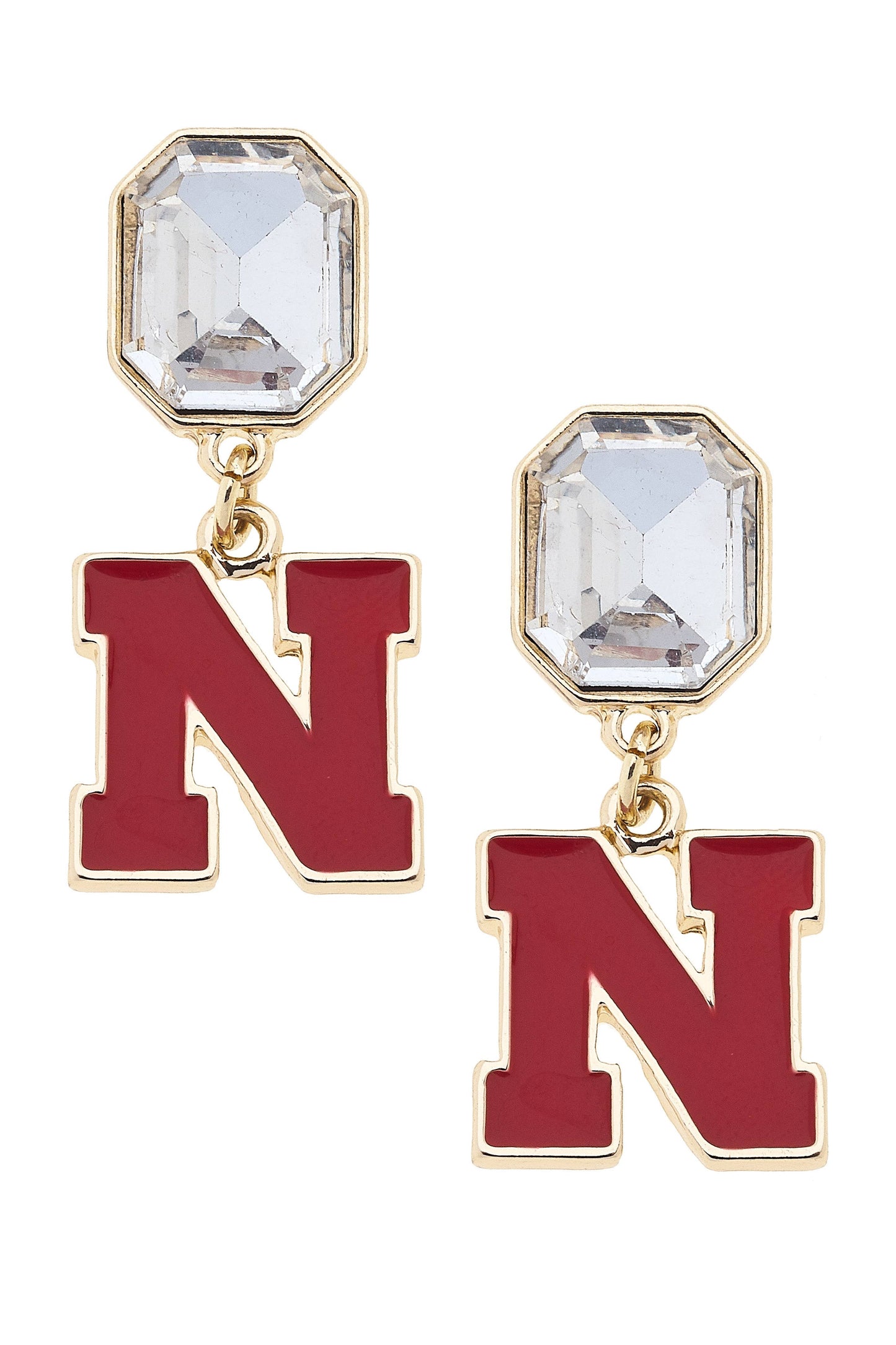 Nebraska Huskers Rhinestone Enamel Logo Earrings