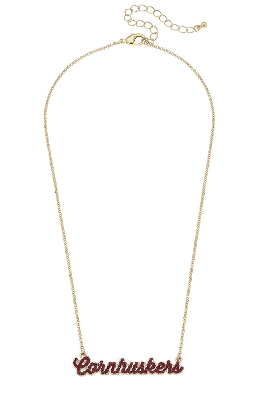 Nebraska Huskers Autograph Enamel Necklace in Red