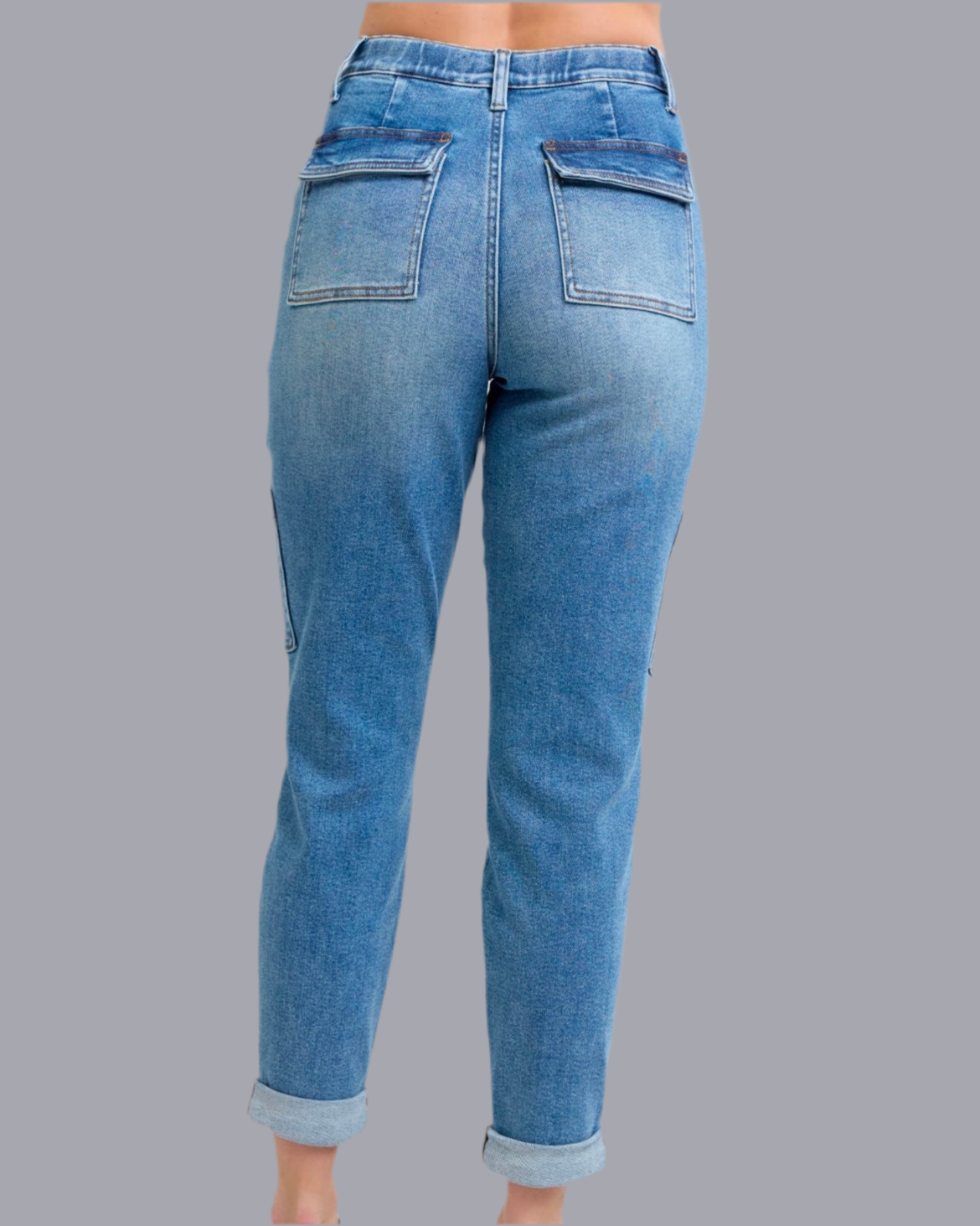 High Waist Light Wash Cargo Jogger