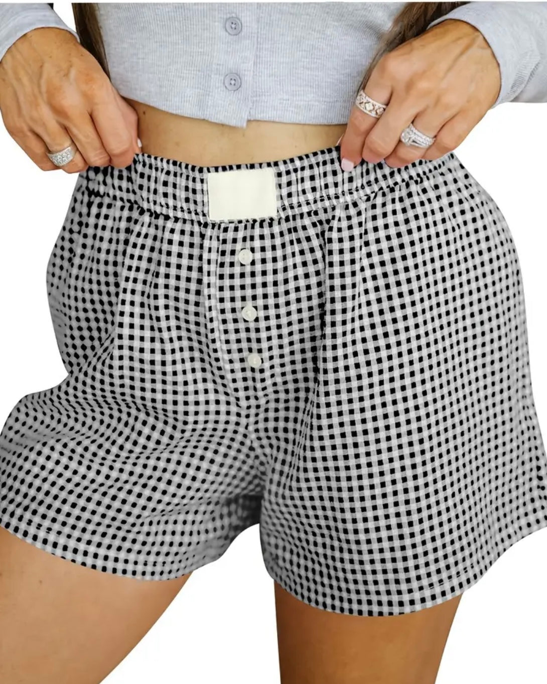 Black Gingham Shorts