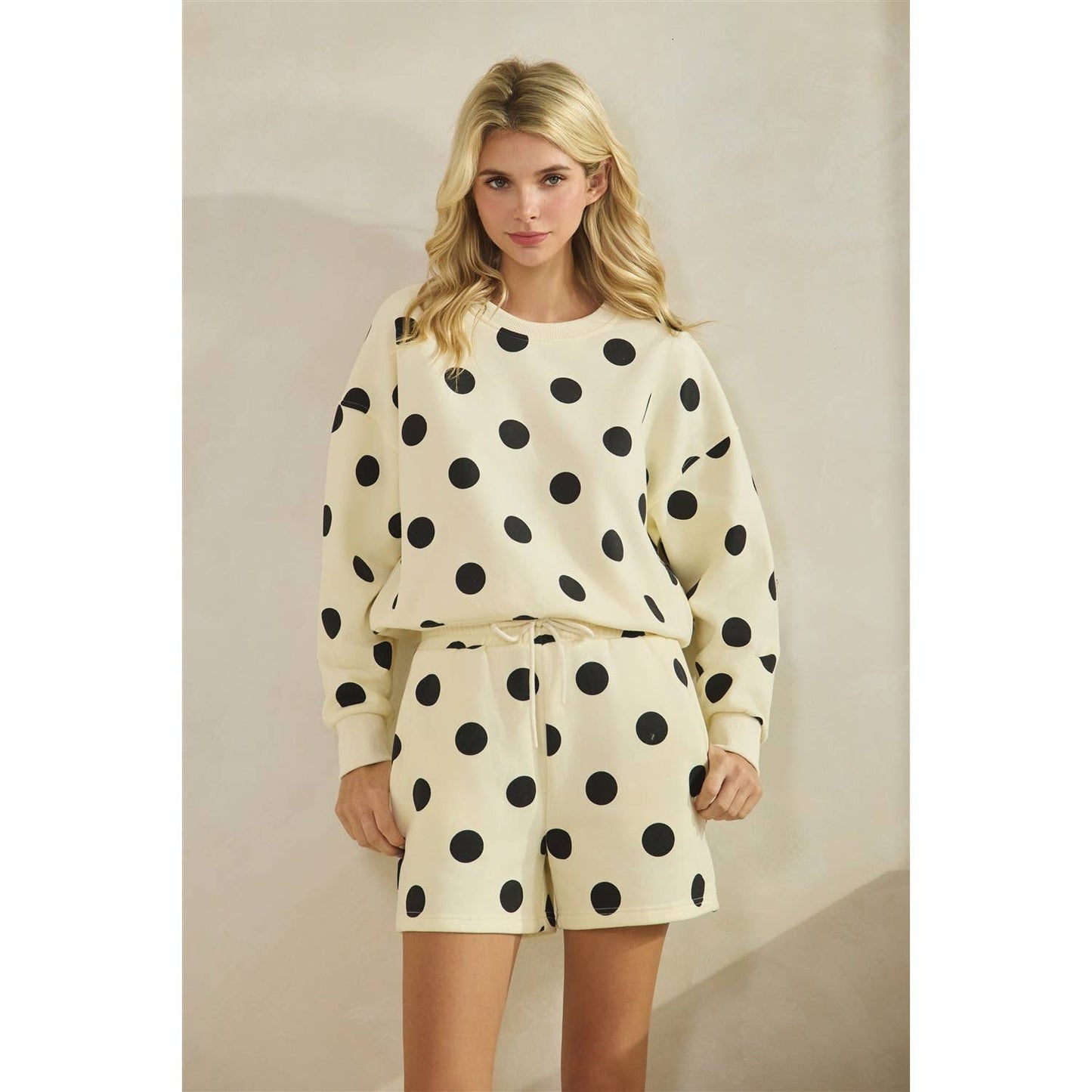 Polka Dot Sweatshorts: Navy