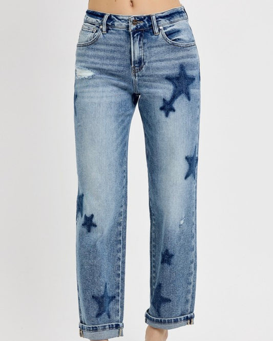 Mid Rise Boyfriend Star Denim