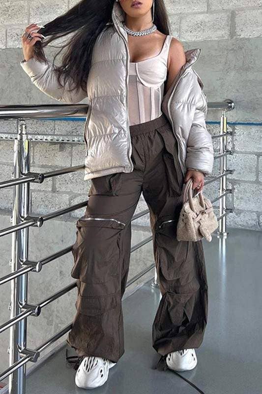 Drawstring Cargo Pants (brown)