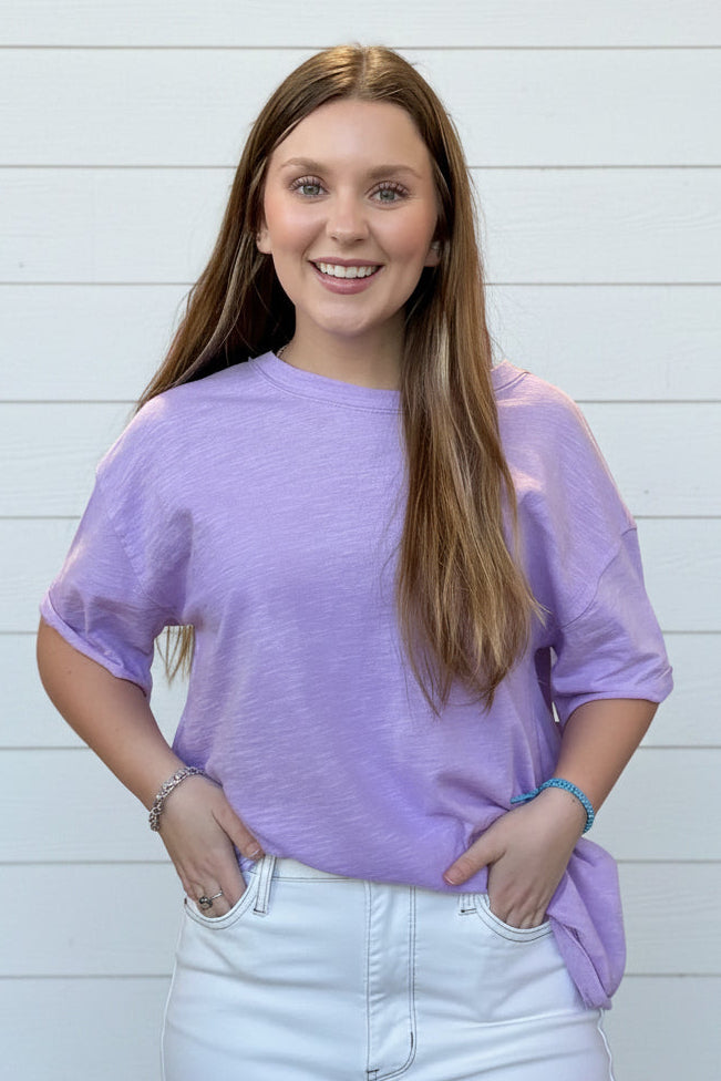 Short Sleeve Lightweight Top: Lilac