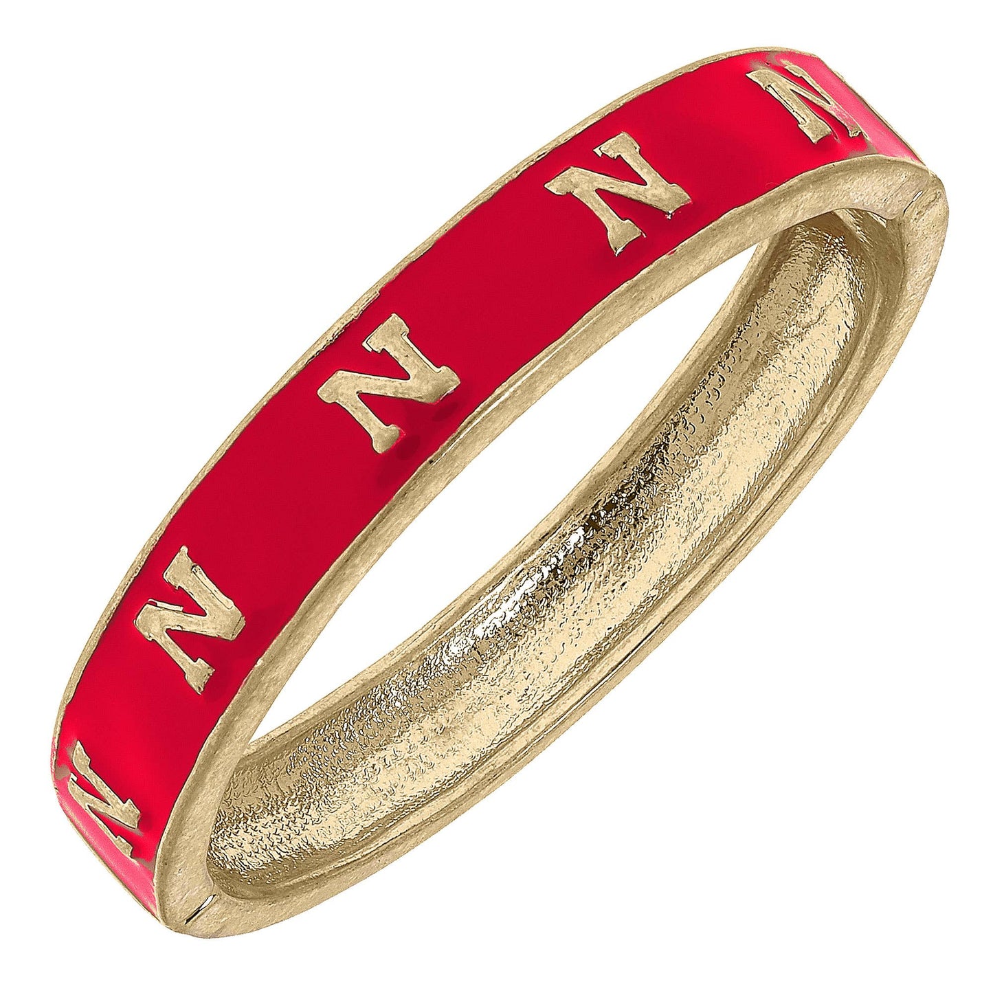 Nebraska Cornhuskers Enamel Logo Hinge Bangle : Red