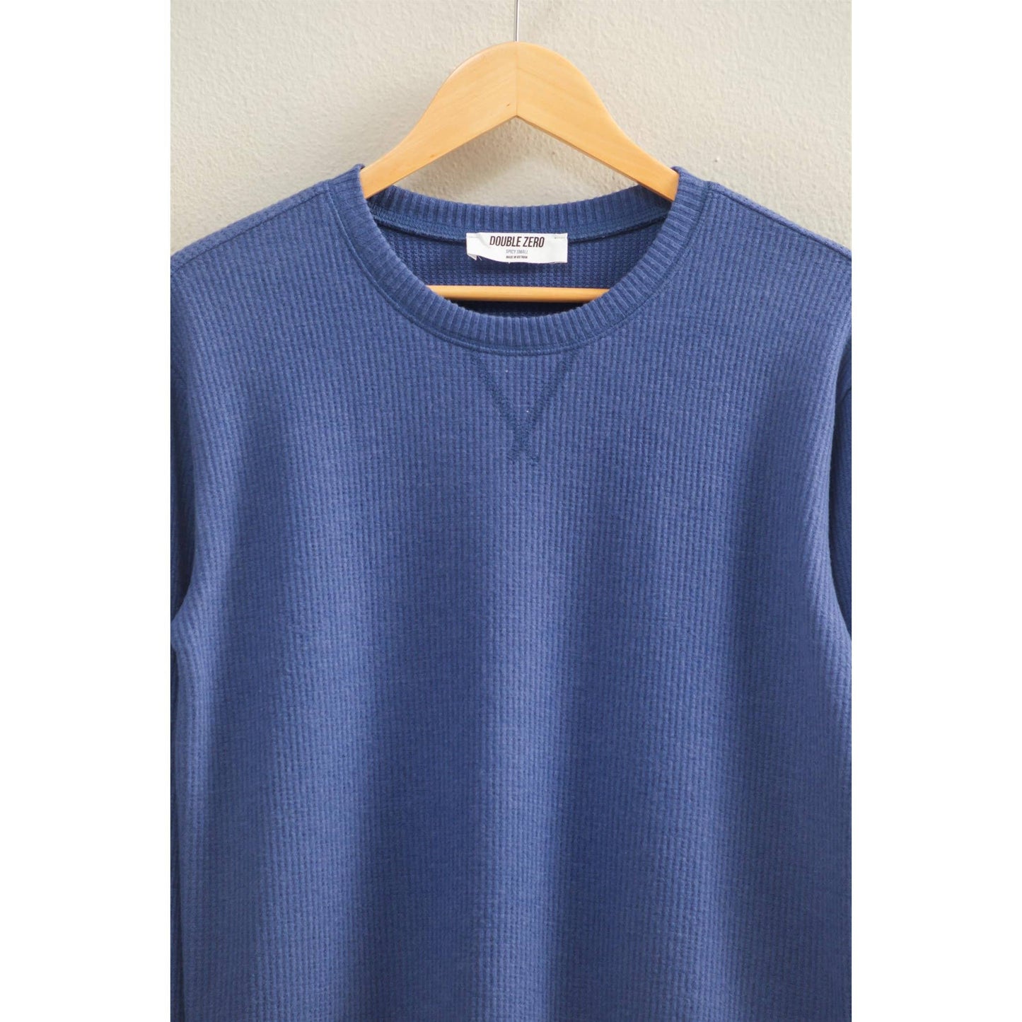 Brushed Crew Neck Long Sleeve Top: DUSTY INDIGO