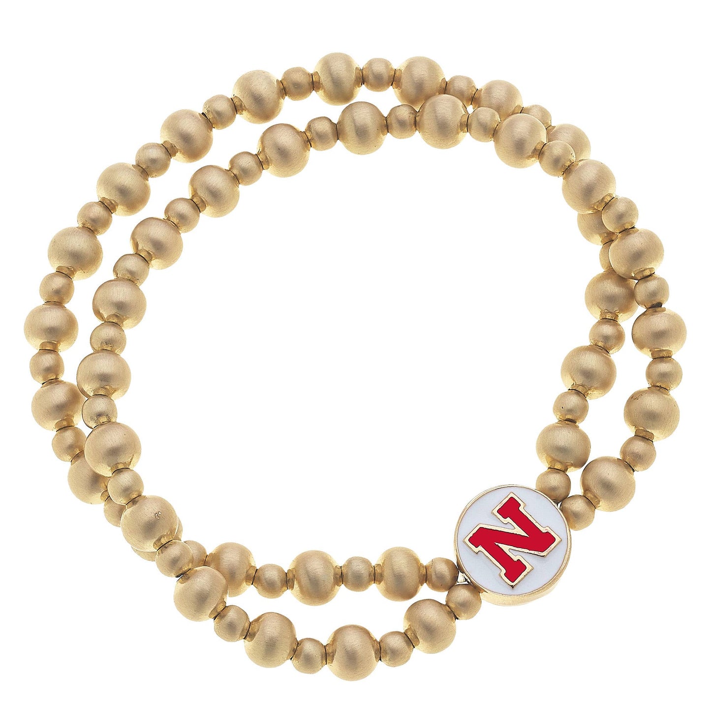 Nebraska Cornhuskers 2-Row Ball Bead Stretch Bracelet
