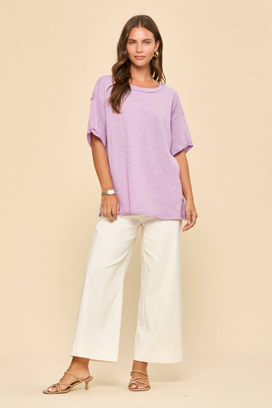 Short Sleeve Lightweight Top: Lilac