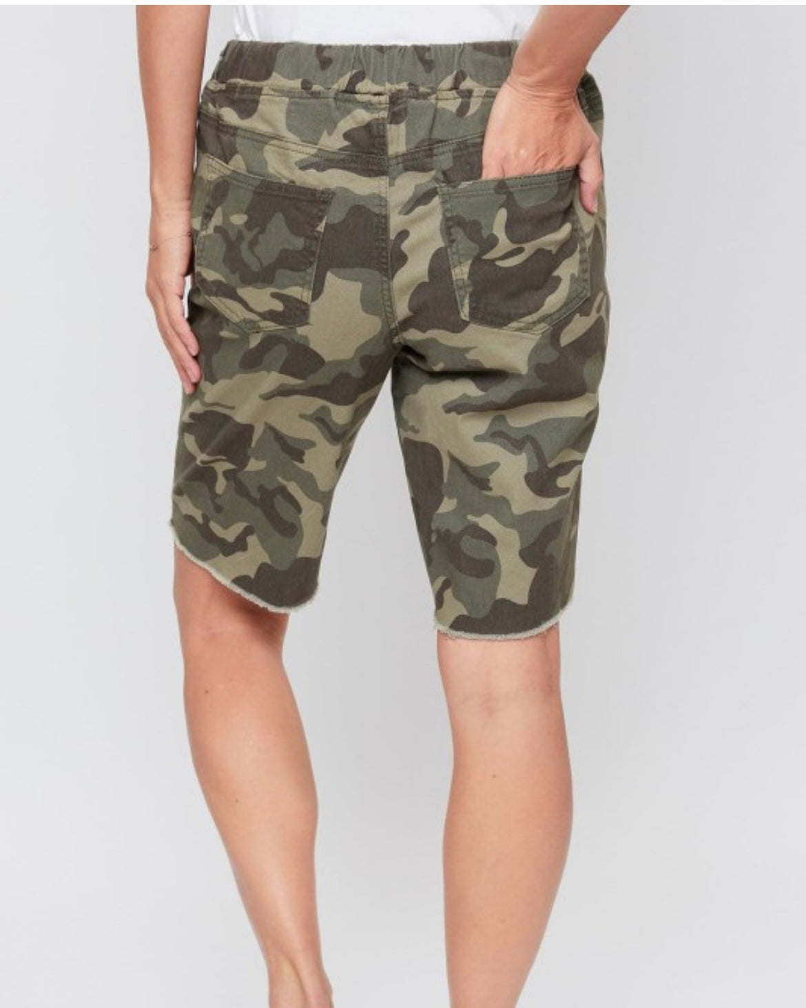 Elastic Waist Camo Bermuda Short