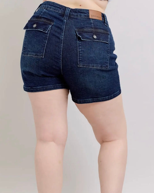 Back Flap Pocket HW Shorts-Plus