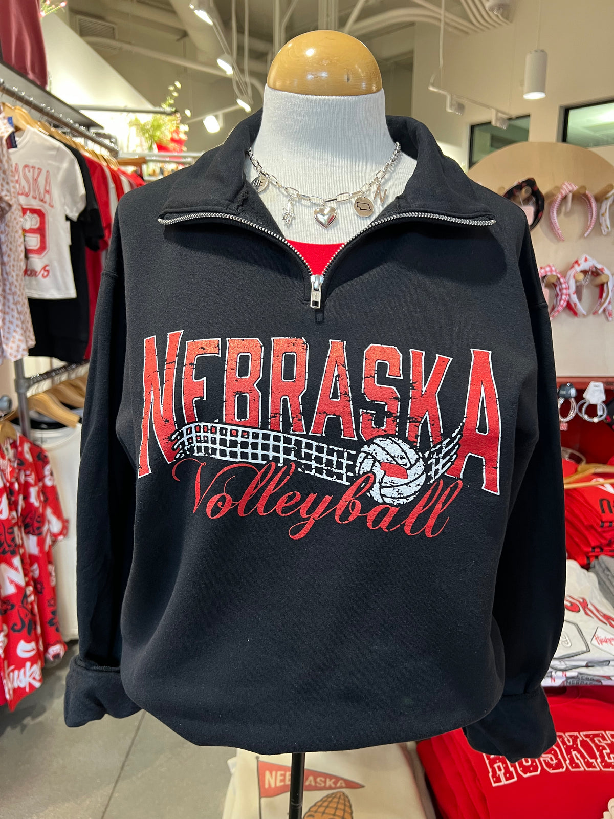 Nebraska Volleyball Wave 1/4 Zip-Black