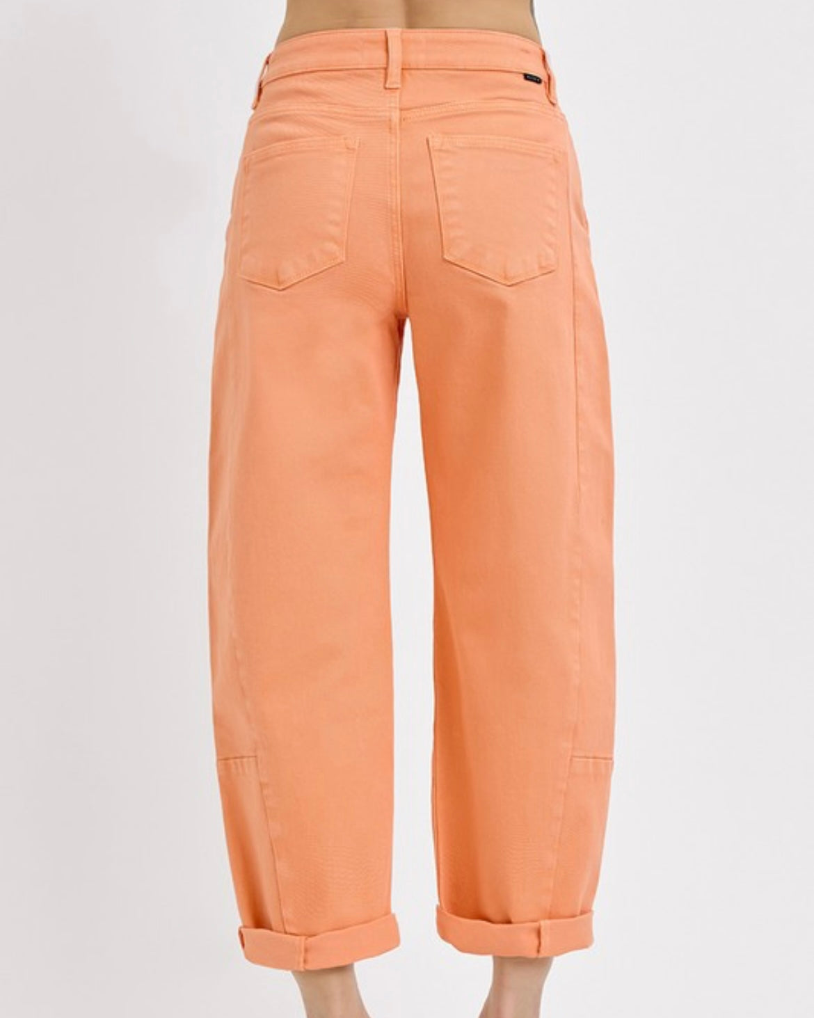 High Rise Relaxed Barrel Coral Jeans