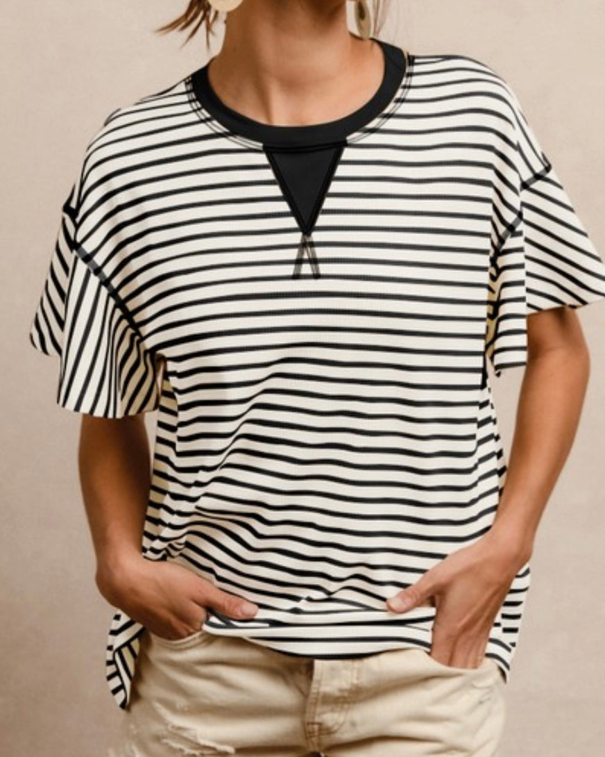 Stripe Flare Sleeve Top