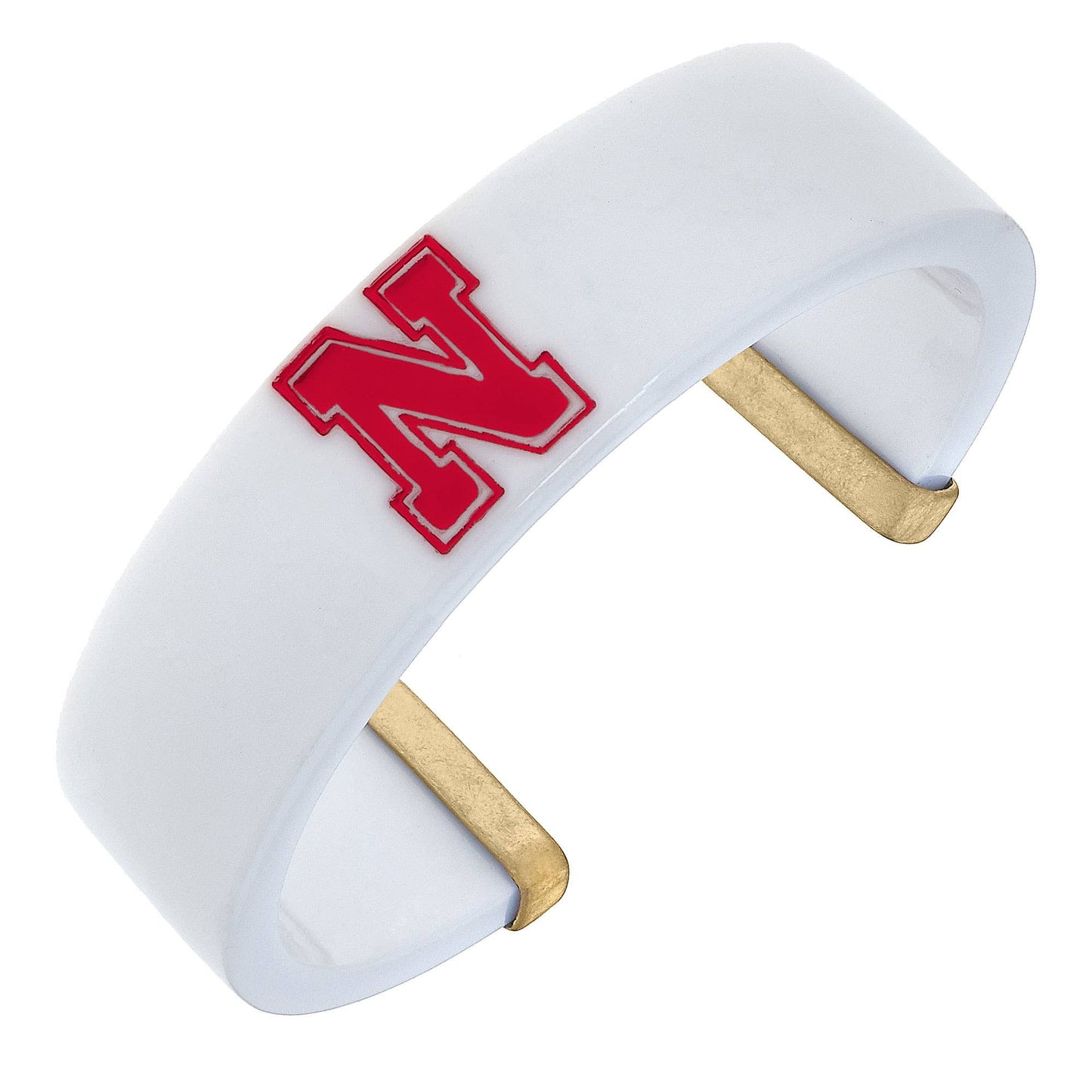 Nebraska Cornhuskers Resin Logo Cuff Bracelet in White