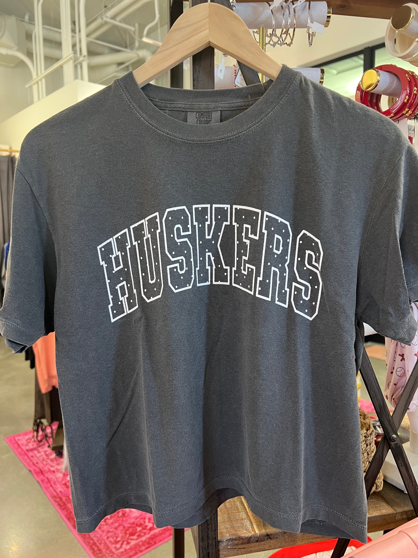 Grey Polka Dot Husker Long Crop Tee