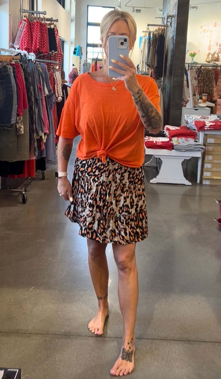 Orange Print Skort