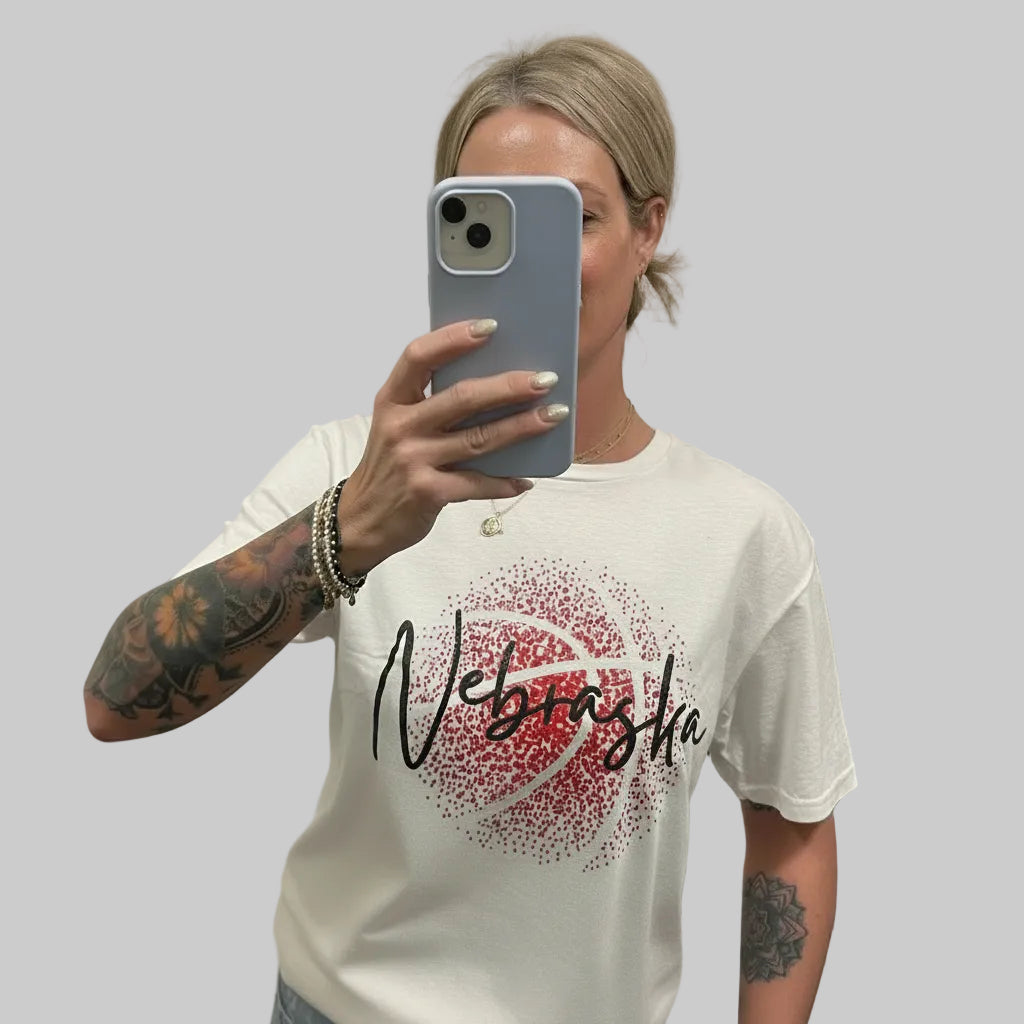 Nebraska Basketball Short Sleeve Tee-White