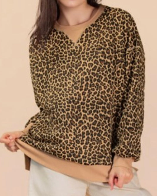 Beige Leopard Knit Top
