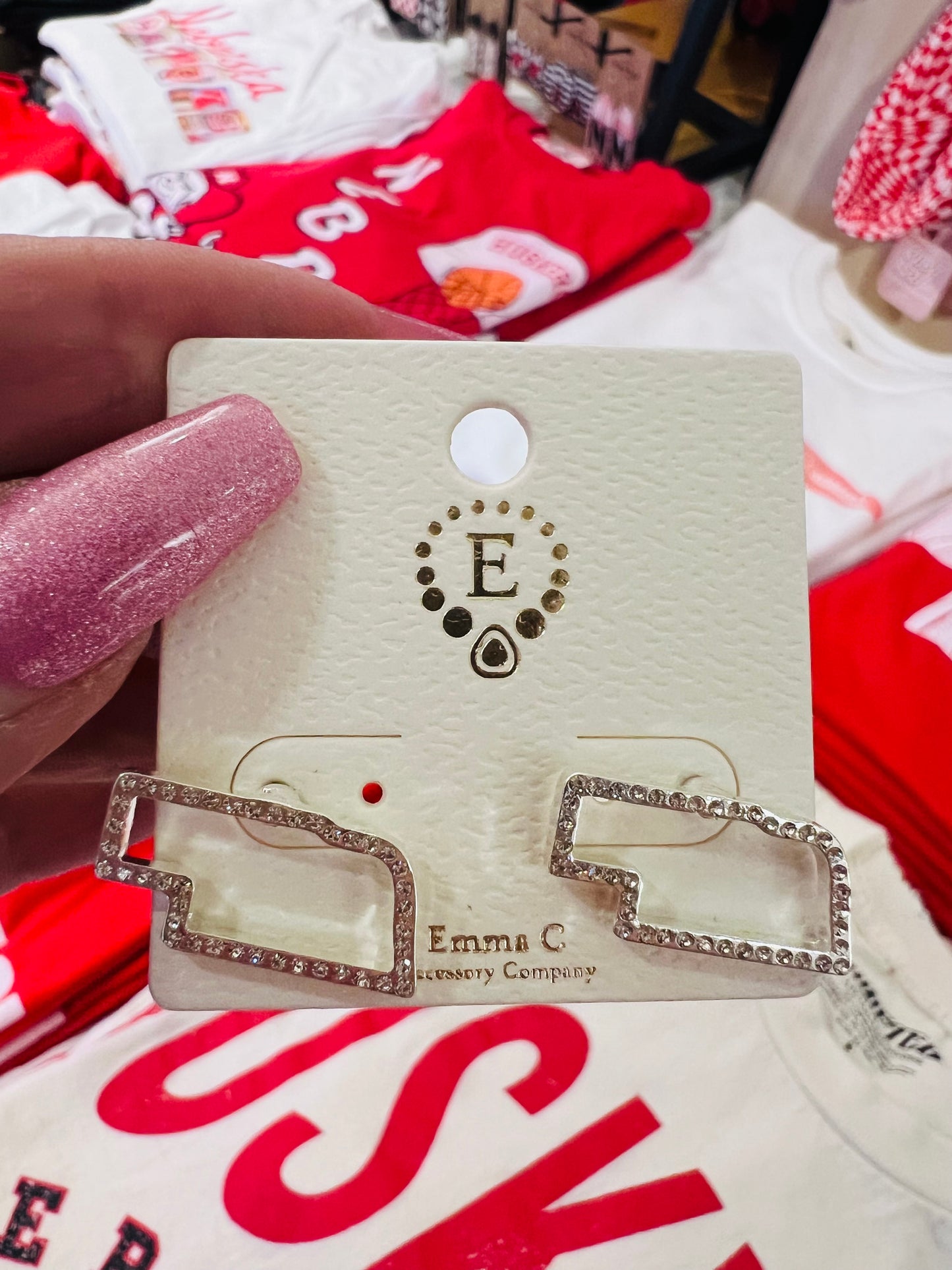 Nebraska Bling Earrings-Silver