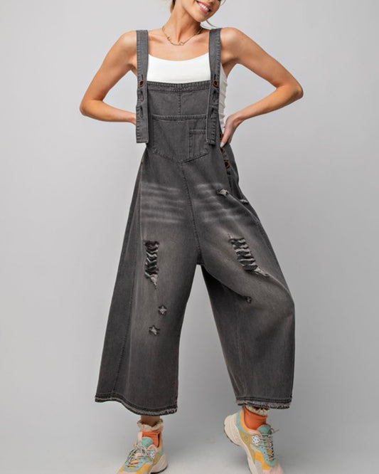 Washed Denim Overalls