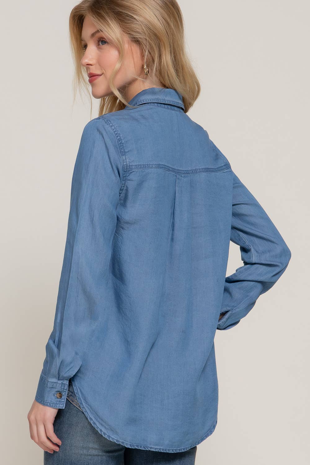 Long Sleeve Tencel Shirt: Denim