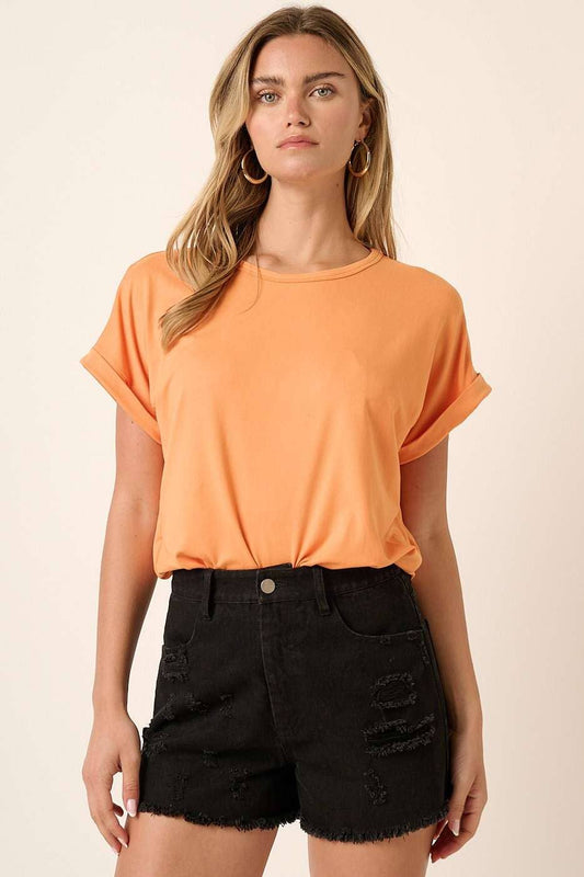 ROUND NECK DOLMAN SHORT SLEEVE TOP
