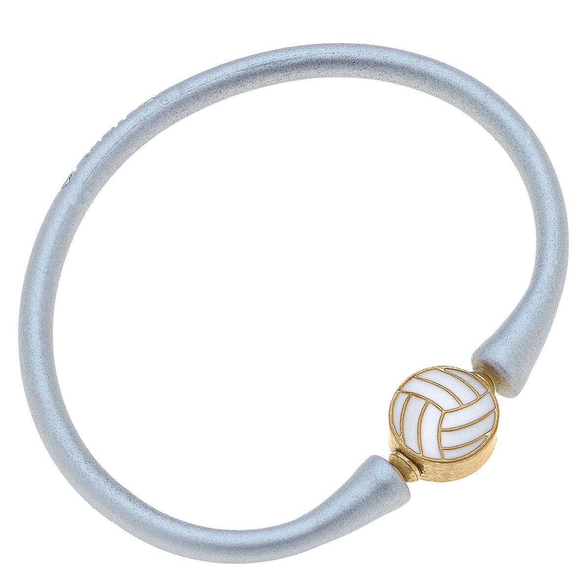 Enamel Volleyball Silicone Bali Bracelet: Silver