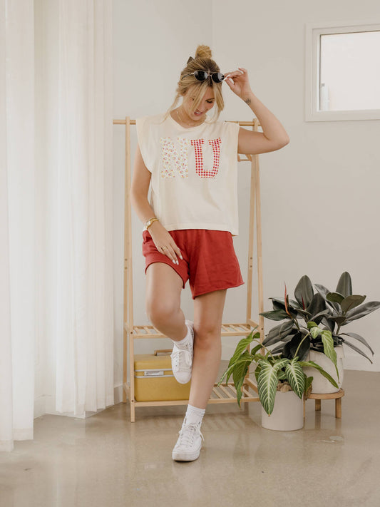 Nebraska Huskers Quilted Puff Ink Off White Tank