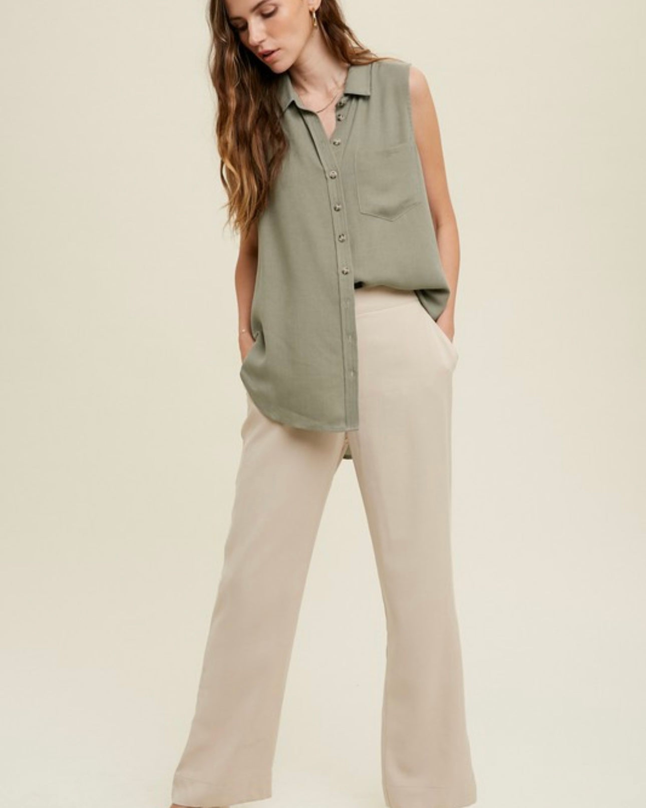Button-Up Detail with Pockets Pant