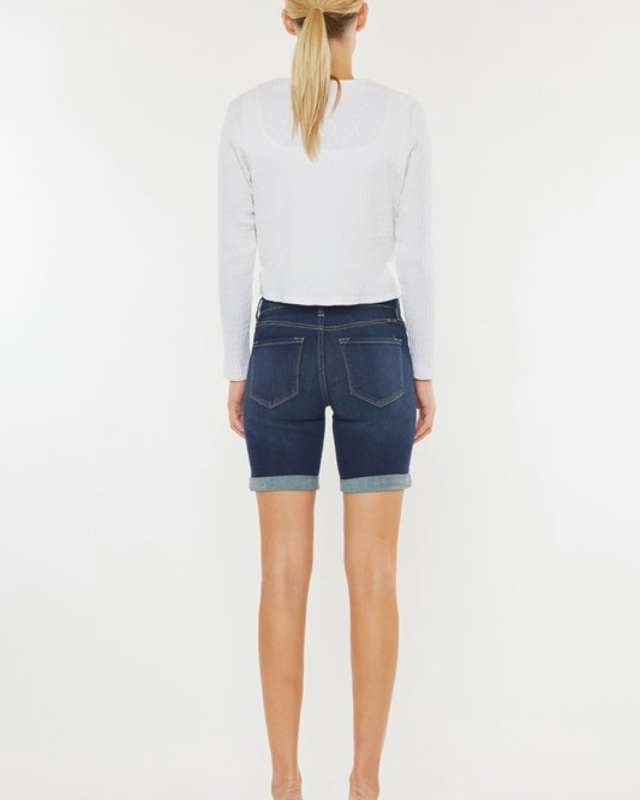Mid Rise Folded Hem Shorts