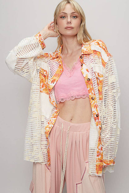 Blue Crochet Lace Floral Top