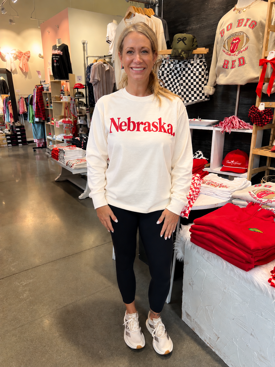 Nebraska Puff Lettering Long Sleeve Tee