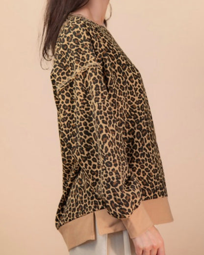 Beige Leopard Knit Top
