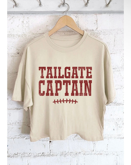 TAILGATE CAPTAIN LONG CROP TEE: NATURAL
