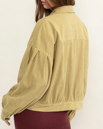 Drop Shoulder Corduroy Jacket