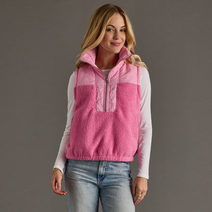 Lt. Pink Colorblock Sherpa Vest