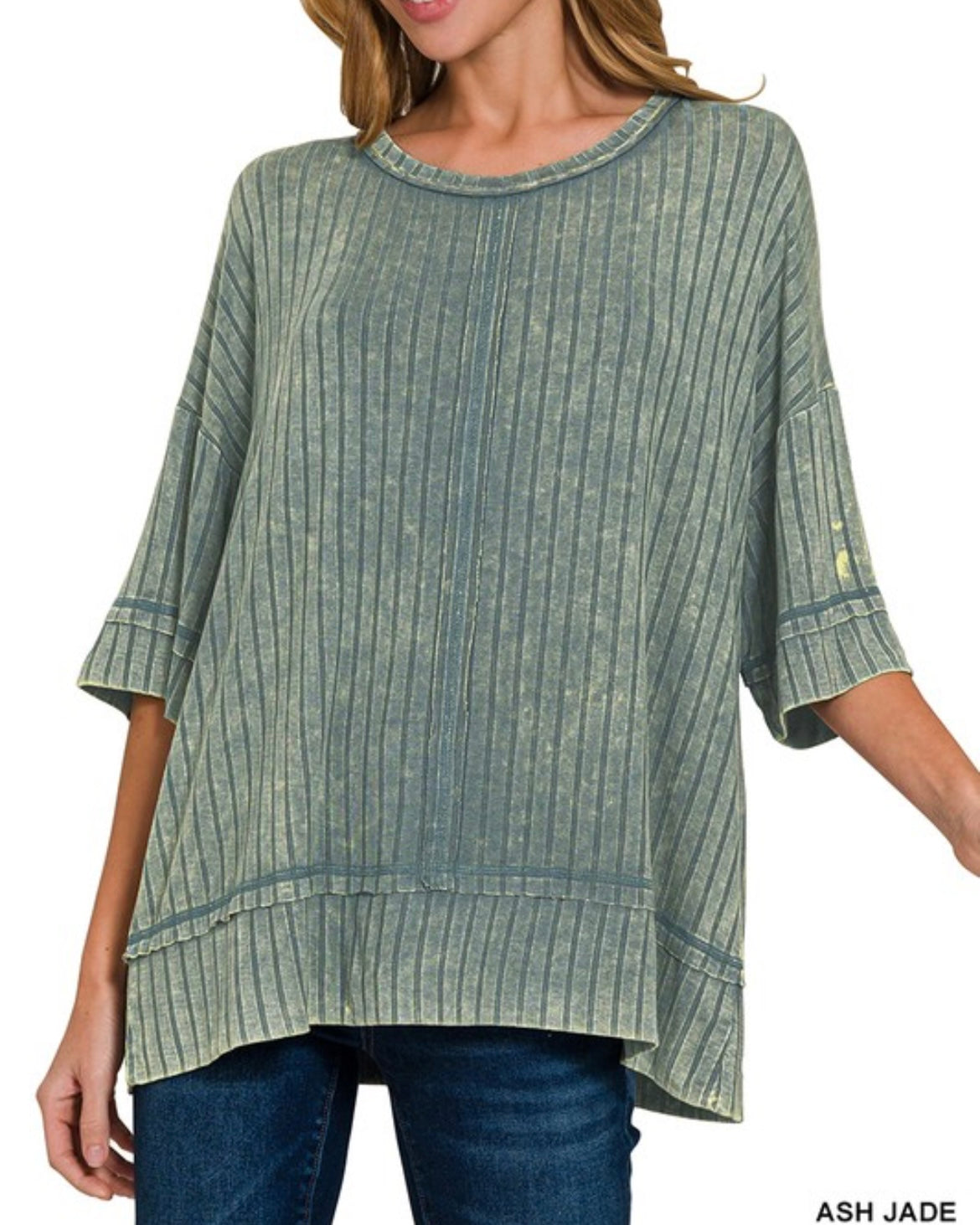 Ribbed Drop Shoulder Top