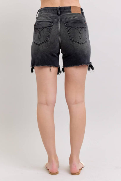 Judy Blue Cut Off 2 Button Dad Shorts: BK