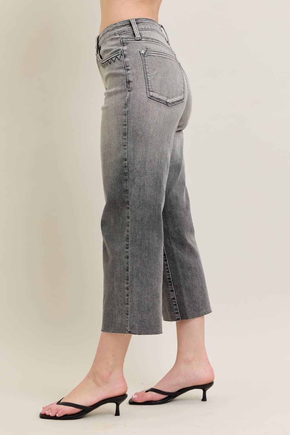HW Vintage Grey Wash Embroidery Crop Wide