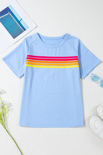 Striped Patch Front Short Sleeve Tee