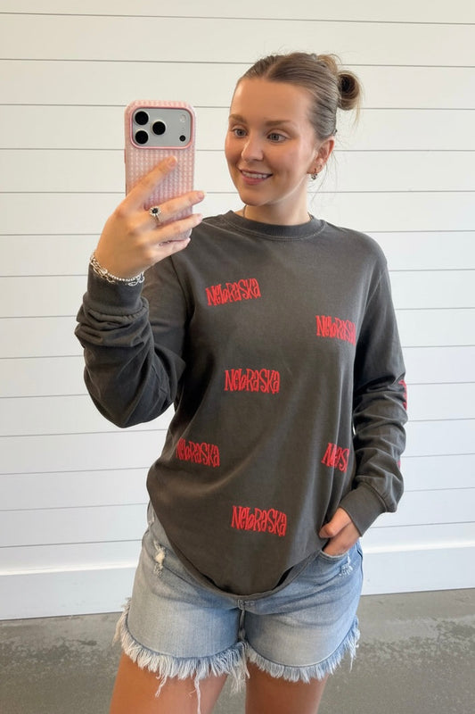 Nebraska All Over Pepper Long Sleeve Tee
