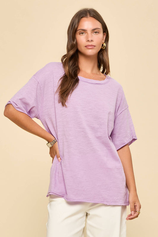 Short Sleeve Lightweight Top: Lilac