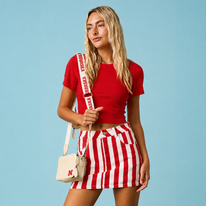 GAME DAY STRIPED MINI SKORT: RED