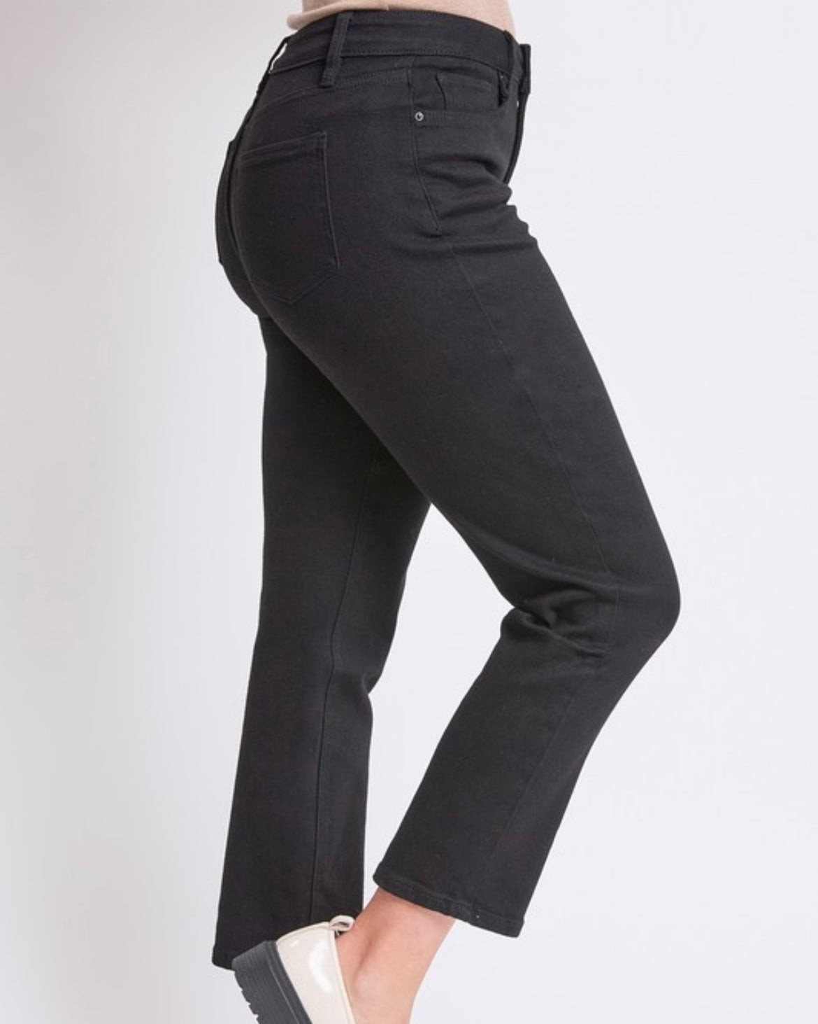 Black High Rise Straight Denim