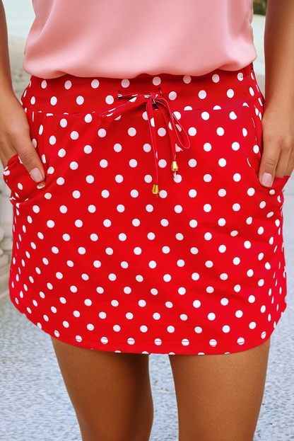 Red Knit Polka Dot Skort