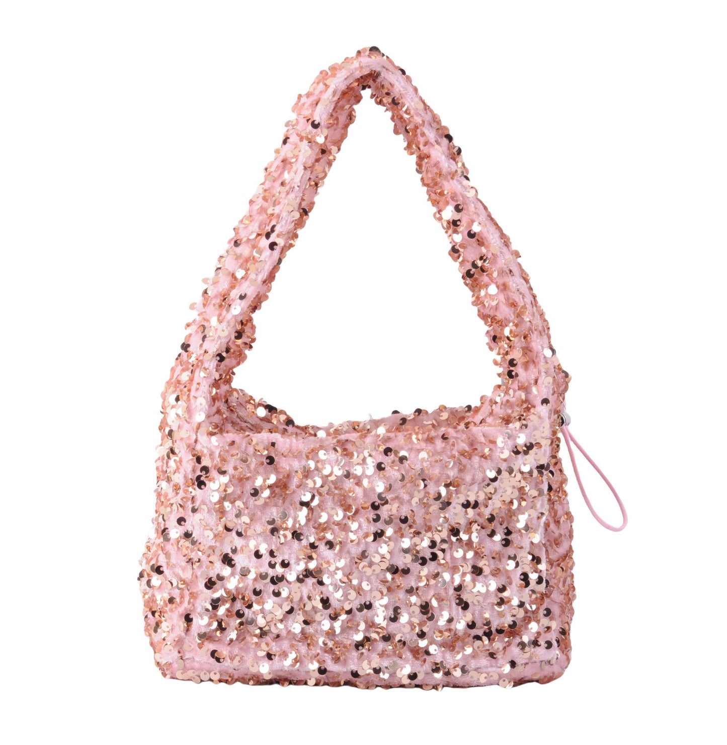 Pink Fuzzy Sequin Strap Bag